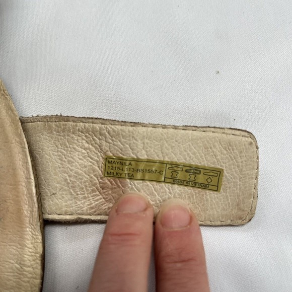 Bussola Maynila Women's Beige Leather Sandals Size 40 US 9 Flats Cork Tan Straps - Picture 11 of 14